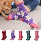 Женские носки FRALOSHA, милые розовые носки из 70% хлопка с рисунками из мультфильмов в стиле Харадзюку, новинка, кавайная кошка, Инопланетянин, Сиба-ину