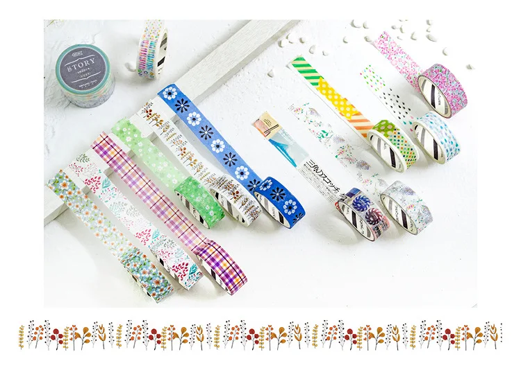 2 шт./упак. 1,5 см Широкий рисунок история цветок дорога декоративная лента Washi DIY Скрапбукинг Маскировка для ремесла лента Школа канцелярских товаров