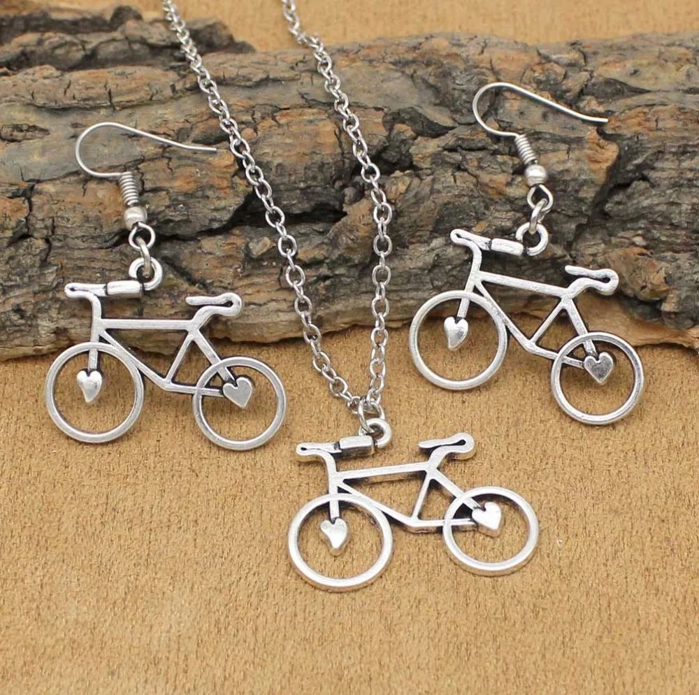 Комплект женских украшений из колье и серёг под античное серебро|earring necklace set|necklace