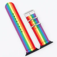 watchband strap for apple watch straps canvas band pride rainbow nylon for iwatch 321 38mm 42mm belt leather
