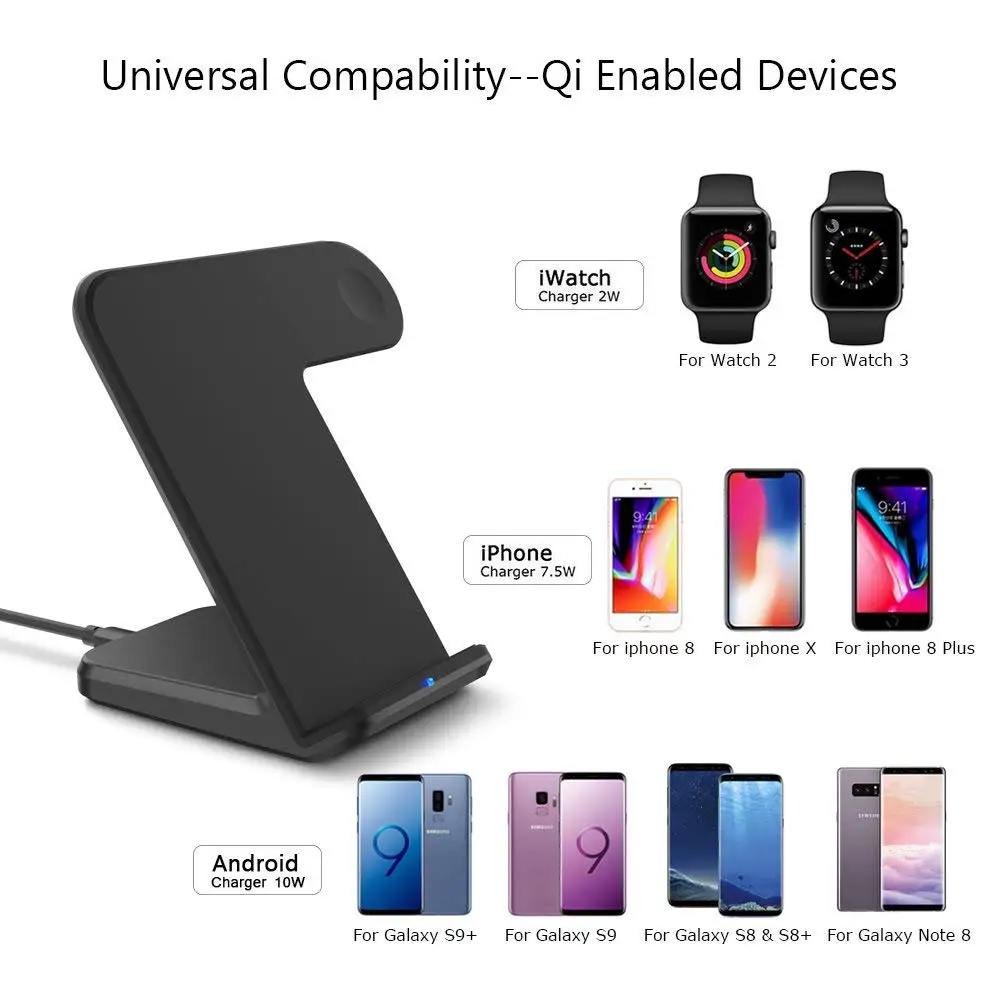 NYFundas Wireless Charger phone holder for Apple Watch 2 3 4 iphone XS MAX XR 8 plus X iwatch fast chargeur induction Accessory |