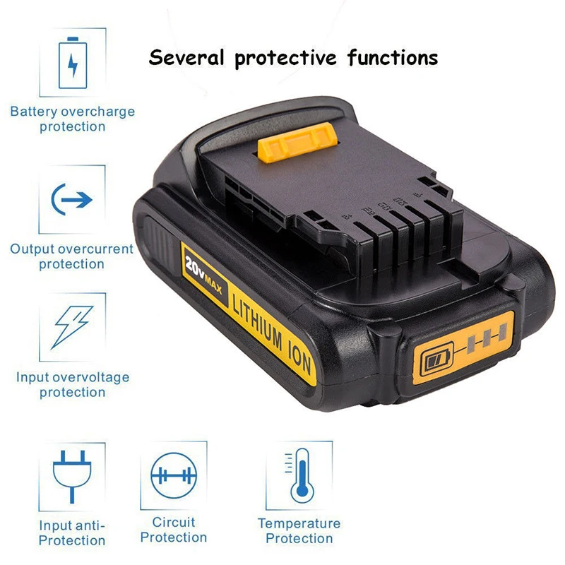 Литий-ионная аккумуляторная батарея для Dewalt 20 в 2000 мАч 2 А сменная