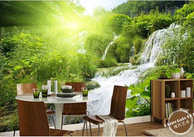 The custom 3D murals forest streams under the sun living room sofa TV wall bedroom paper Обустройство дома