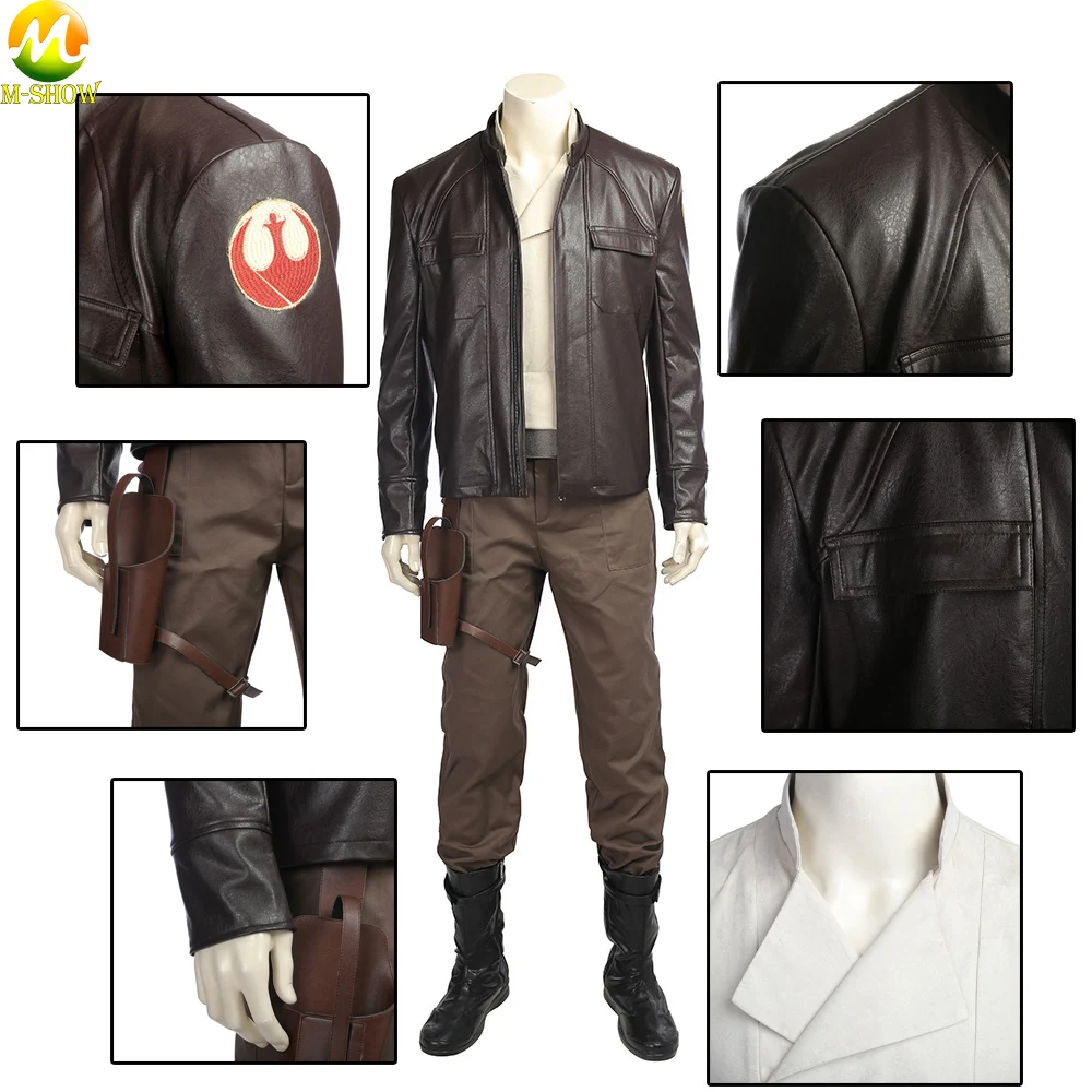 Звездные войны 8 Последний джедай Poe Dameron Косплей Костюм для взрослых мужчин PU кожаные пальто брюки косплей на заказ для Хэллоуина