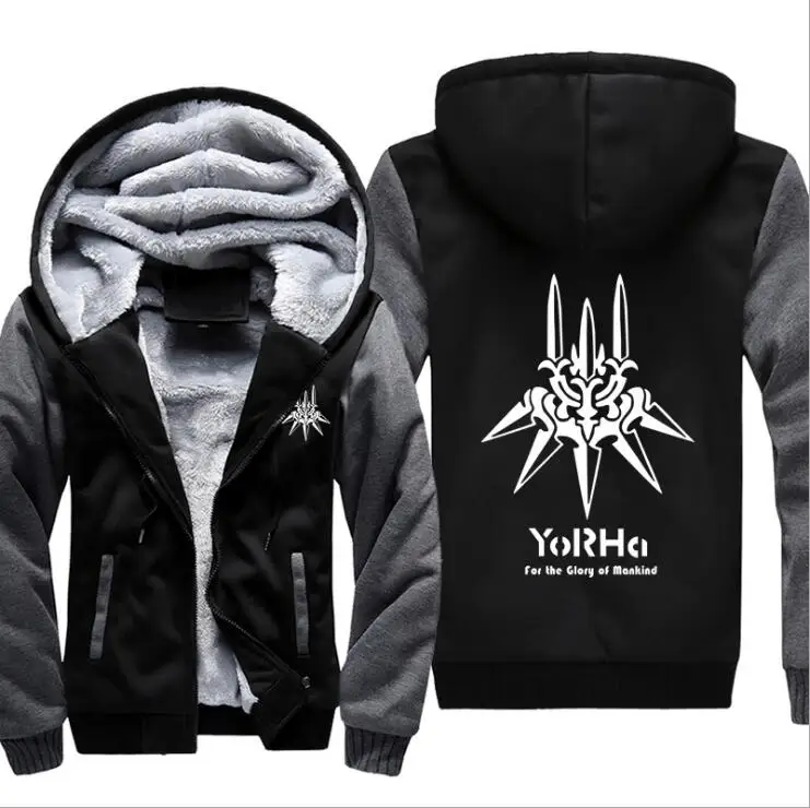 Новинка: толстовка NieR:Automata Game yorha 2B куртка зимняя мужская Толстая на молнии|hoodie