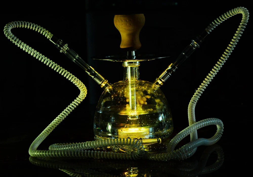 Прозрачный акриловый набор для кальяна со светодиодный светильник Sheesha Narguile Chicha Shisha включает керамическую чашу и зажим и двойной шланг набор для кальяна