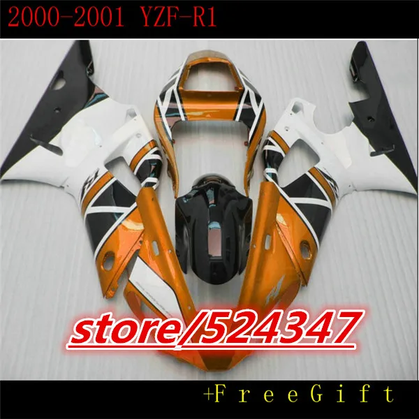 

B Orange black custom fairing for YZFR1 2000 2001 ABS plastic fairing YZFR1 00 01 bodywork aftermarket