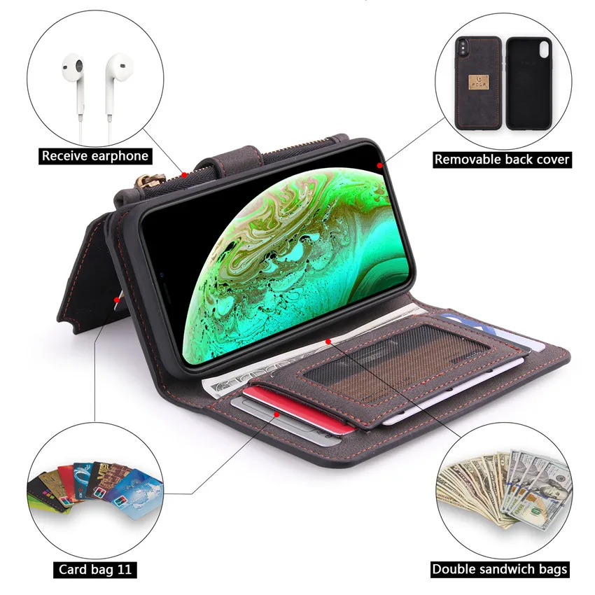 Роскошный Многофункциональный магнитный молния Встроенный слот для карт памяти