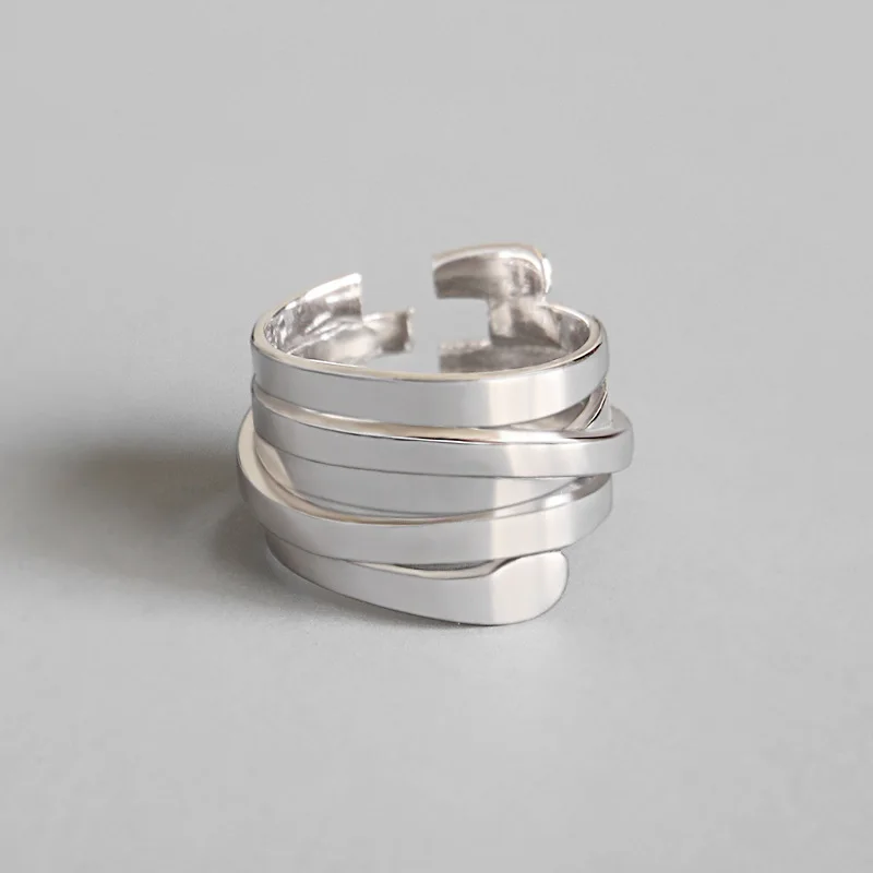 

Кольцо женское из серебра 925 пробы, многослойное, открытое, 2019