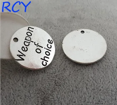 Top Quality 5 Pieces/lot 22mm Letter Printed weapon of choice charm round disc message for jewelry making | Украшения и