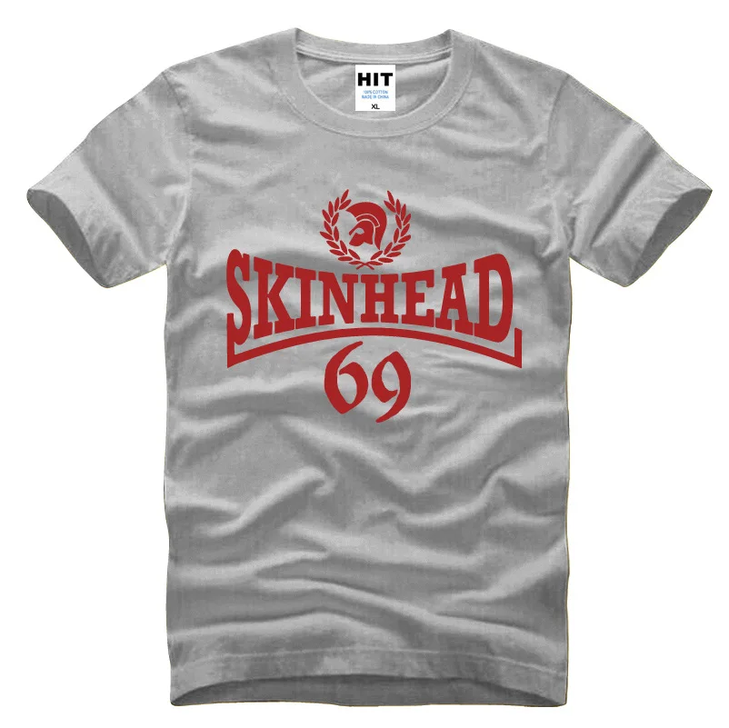 Мужская футболка с принтом Skinhead модная коротким рукавом и круглым вырезом