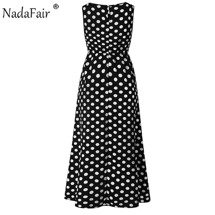 Nadafair, макси платье в горошек, для женщин, Boho, пляжные, вечерние, шифон, летнее платье, эластичная талия, в горошек, повседневное, элегантное, длинное платье, Vestidos