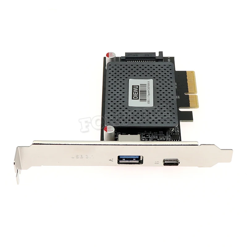 Карта расширения USB3.1 Type A + C PCI E с 15 контактами SATA Power 10 Гбит/с адаптер ASM1142 чип pcie pci