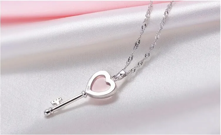 Женское ожерелье из серебра 925 пробы с розовым опалом|love heart|fashion necklacenecklace fashion |