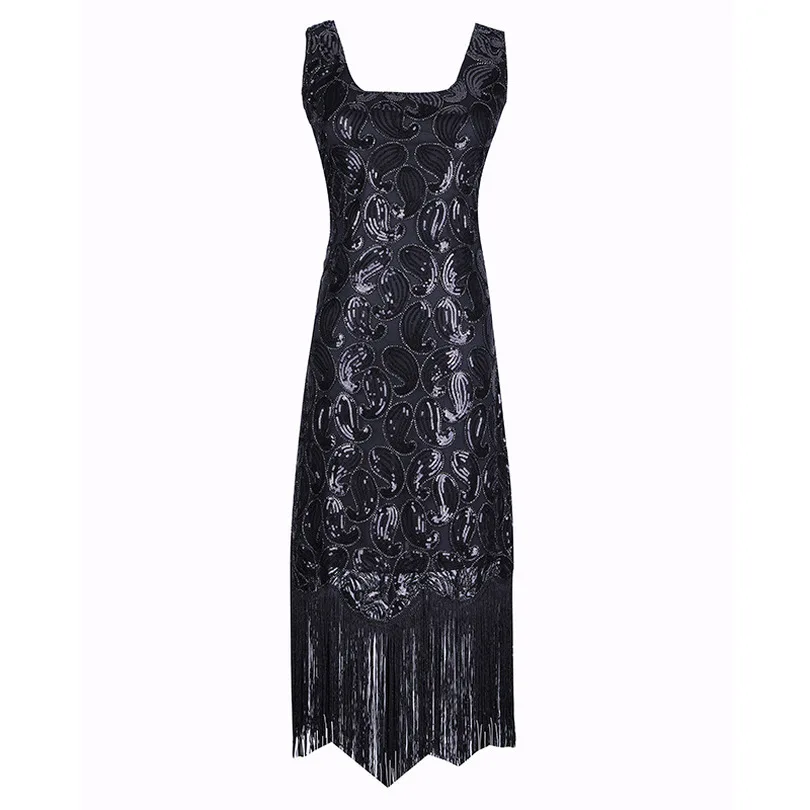 Женское платье с v образным вырезом и бахромой расшитое блестками 1920 s винтажное