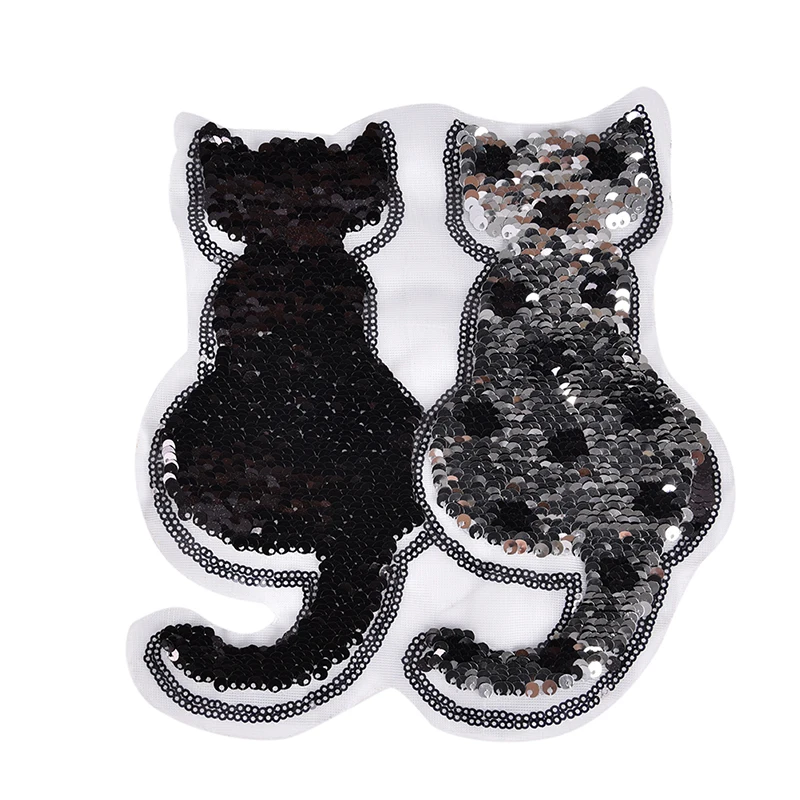 1PC Cute Cat Shape Reversible Change color Sequins Sew On Patch for clothes DIY Applique Bag Clothing Coat Jeans Craft | Дом и сад