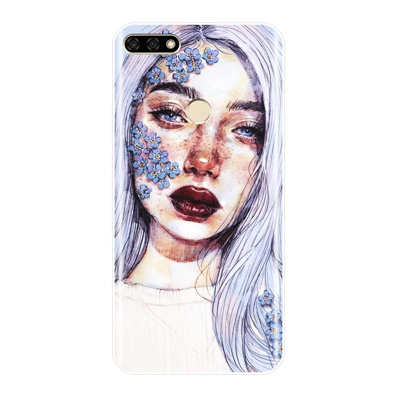 Задняя крышка для Huawei Honor 7 8 9 10 Lite 7S 7X 7A 7C Pro Art Girl мягкий силиконовый чехол телефона