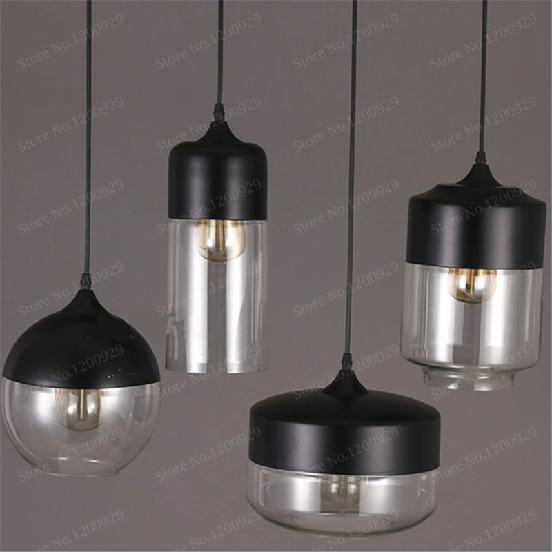 Современные Металлические стеклянные подвесные светильники в стиле ретро лампы
