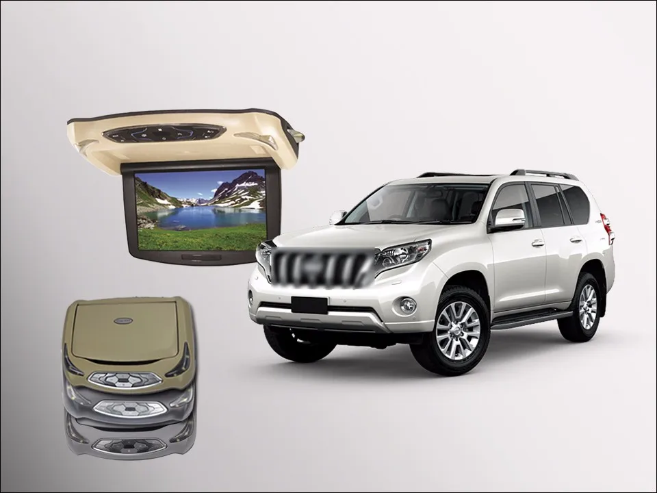 BigBigRoad для автомобиля Toyota prado, монтируемый на крыше автомобиля, светодиодный цифровой экран, поддержка HDMI, USB, FM, ТВ, игры, ИК-пульт дистанционного управления, флип-Пух, DVD