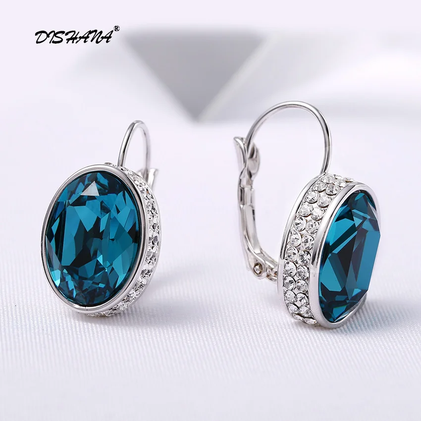latinum plating Кристальные Висячие серьги для женщин, роскошные серьги Mujer Moda золотого цвета, модные ювелирные изделия, геометрические массивные серьги для женщин E0177 - Окраска металла: latinum plating