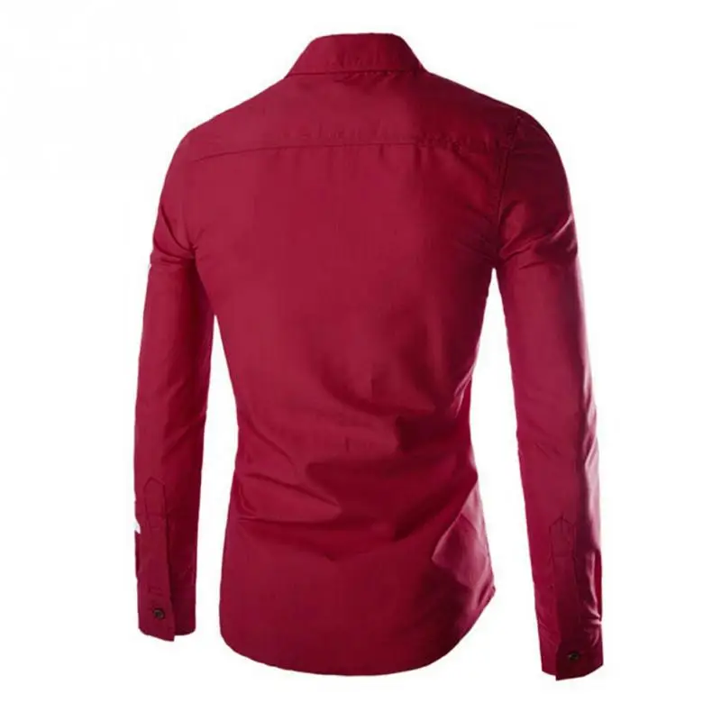 Модные Для мужчин рубашка с длинными рукавами отложной воротник буквы Футболка