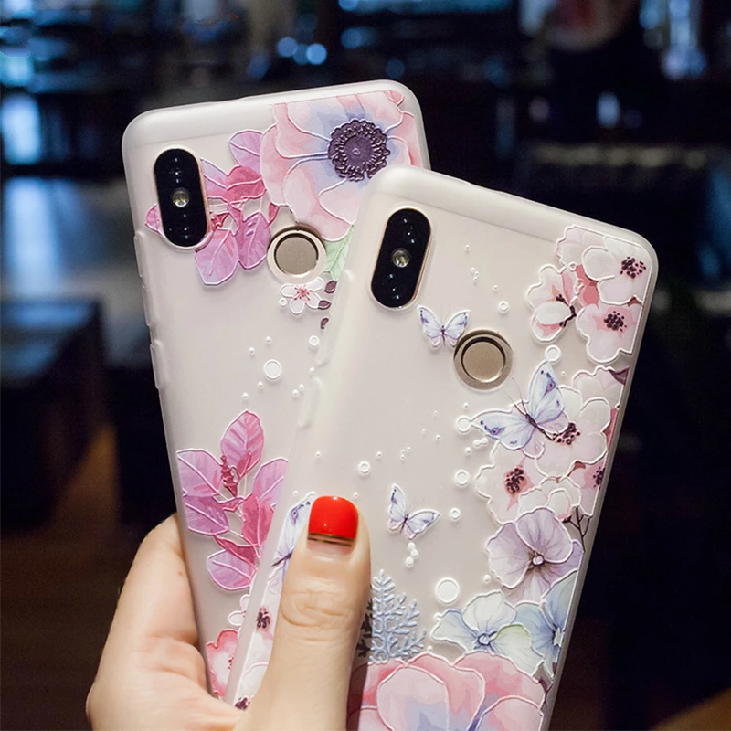 TPU Case For Xiaomi Redmi Note 5 Pro Fashion 3D Relief Flowers Matte Silicone Soft Cover 6 5A 4X 4A Plus |