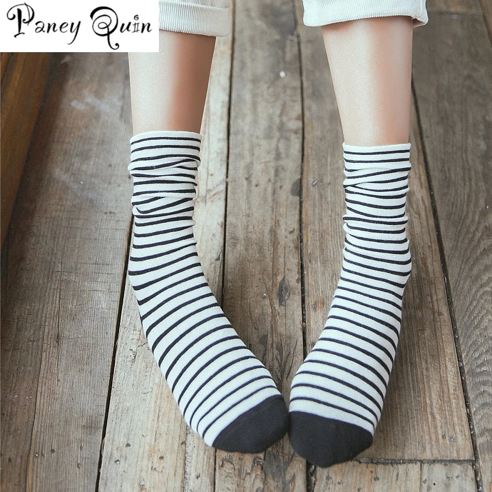 1 пара женские носки теплые модные яркие в полоску хлопковые толстые длинные