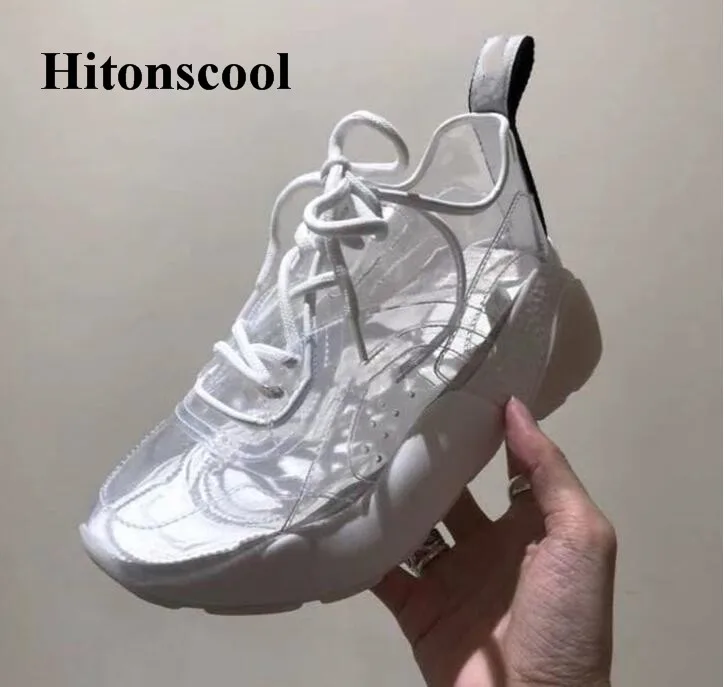 Женские кроссовки из прозрачного пвх на платформе модельные спортивные с