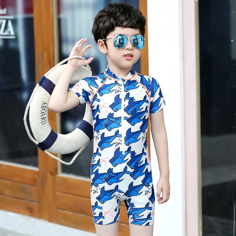 Sbart 2018 Новое поступление синий детский слитный купальник с коротким рукавом для