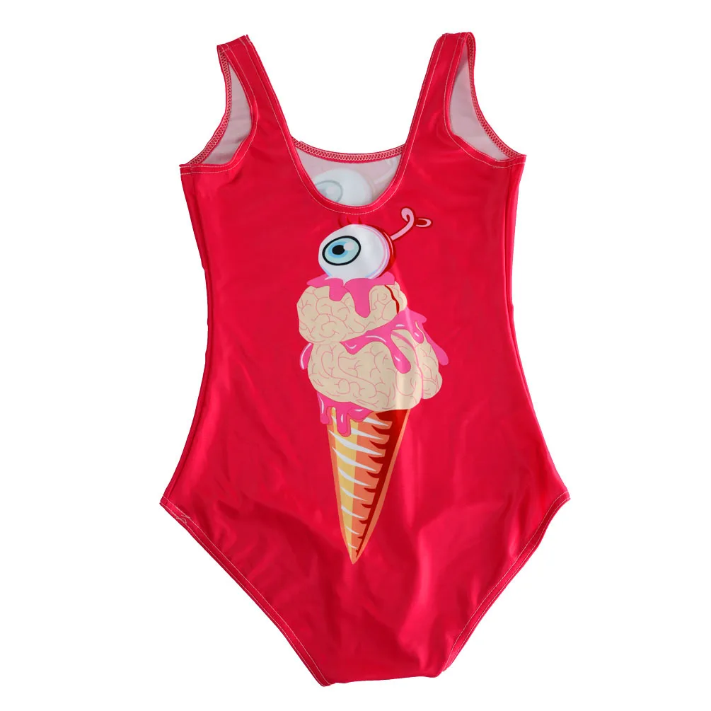 Красный крем для глаз 3d принт Девушка Цельный купальник Спортивный боди пляжные