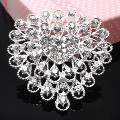 

Hot Sale!Silver Plated Clear Crystal Lovely Heart Shaped Brooch!
