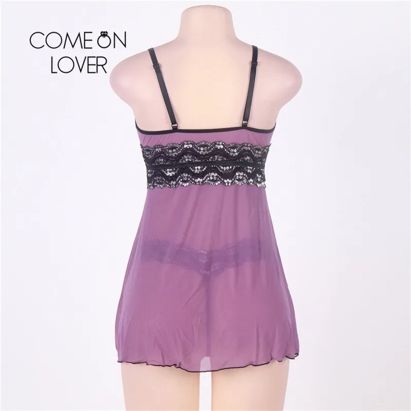 Comeonlover Nuisette Femme Сексуальная одежда для сна фиолетовый плюс размер Picardias Lenceria халат сексуальный эротический сексуальный Babydoll нижнее белье RI79991