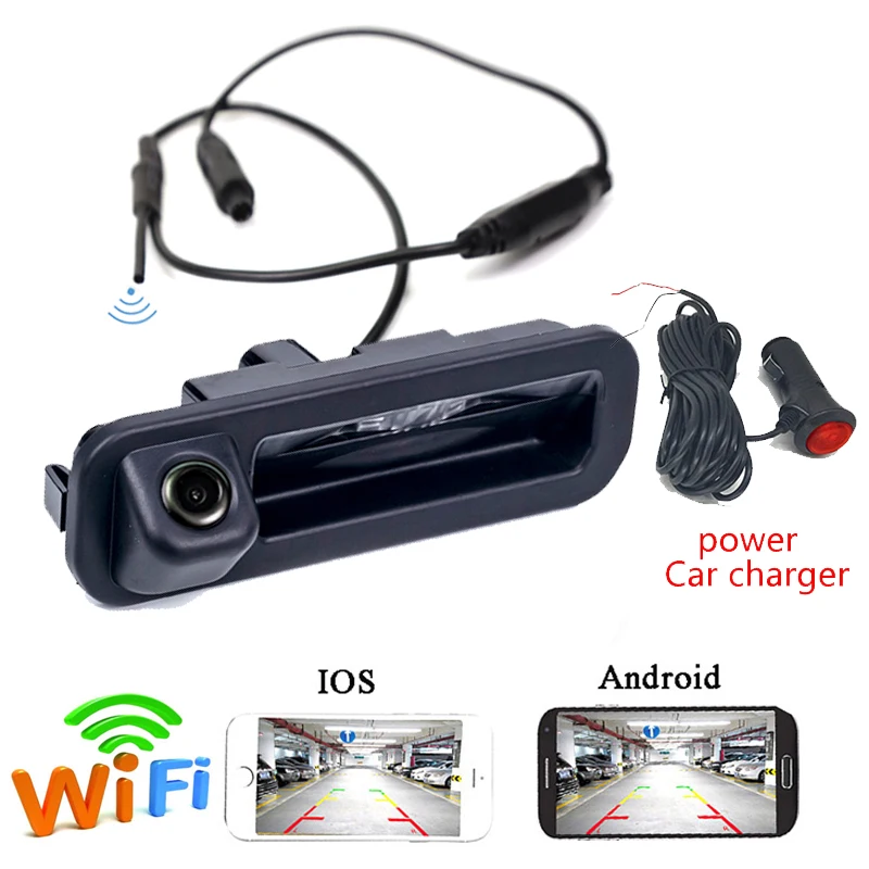 8010with power plug Приложение wifi Автомобильная камера заднего вида Беспроводная для Ford Focus 2012 2013 для Focus 2 Focus 3 камера с ручкой багажника с питанием для Android IOS - Название цвета: 8010with power plug