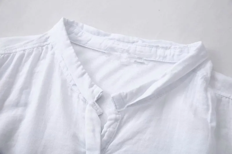 2019 Новая женская блузка с длинным рукавом Свободная однотонная Хлопковая