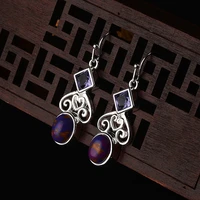 wholesale purple crystal earring natural moonstone silver plated earrings for women fashion jewelry accessories gift