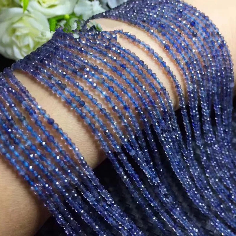 

loose beads Iolite round faceted blue 2/3/4/5/6/7mm 14" for DIY jewelry making FPPJ wholesale beads nature gem stone