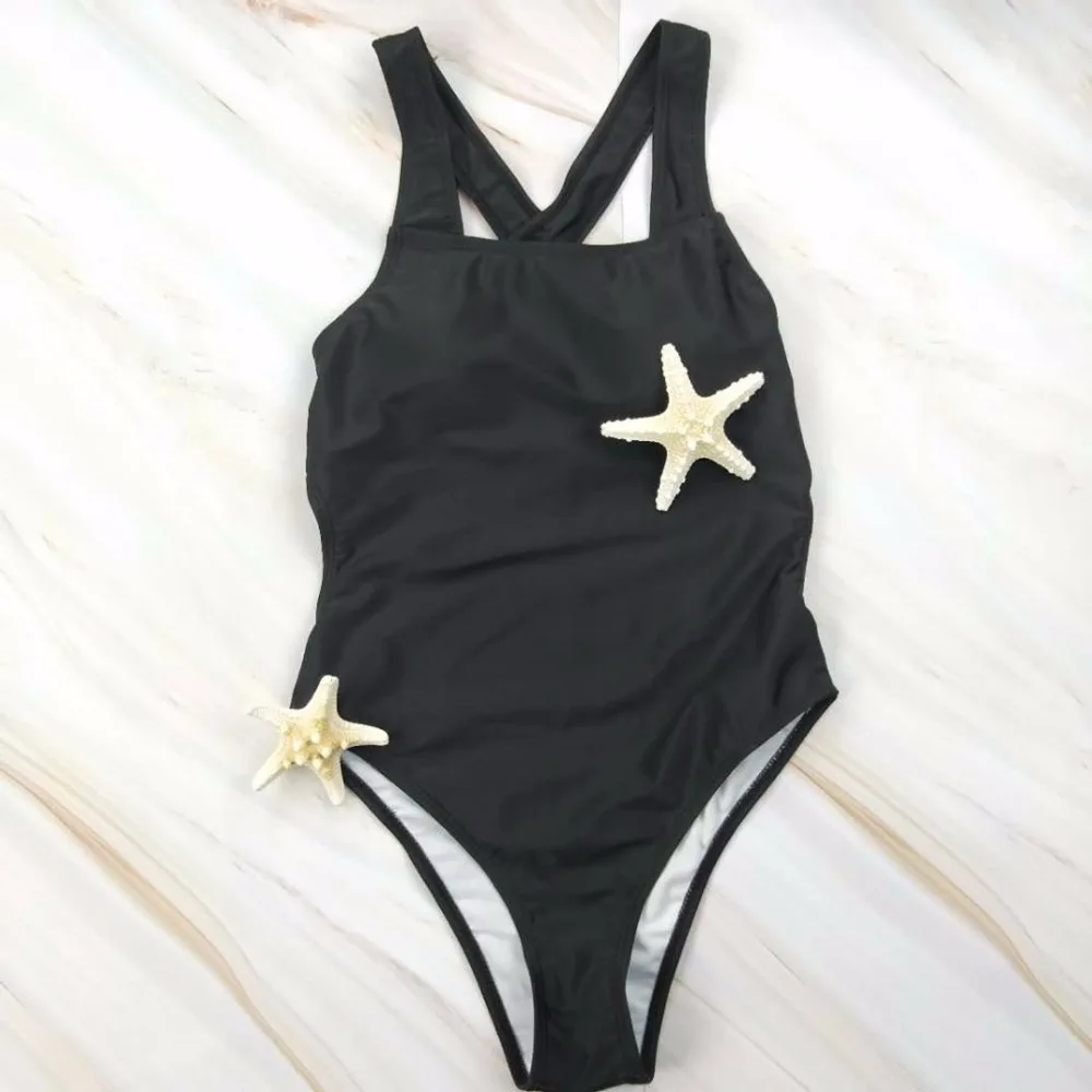 Нейлоновый материал 2018 перекрестный купальник с открытой спиной цельный черный