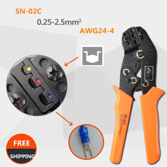 SN-02C SN-48B SN-06WF Мини Европейский прямой мульти челюсти терминал обжимной инструмент плоскогубцы 0,25-6mm2 ручные инструменты щипцы для обжима - Цвет: SN02C