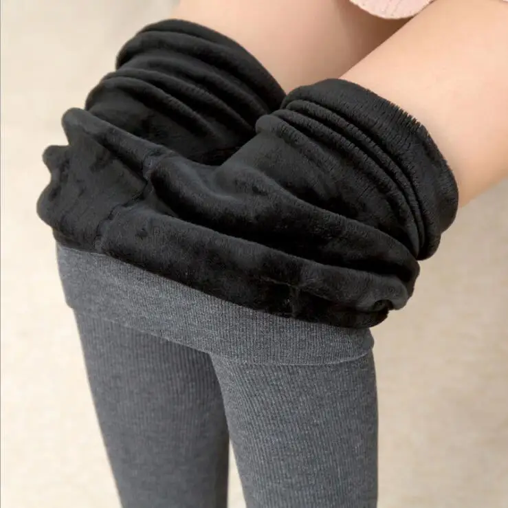 winter Plus Size Velvet Thickening Leggings Women Wear Thin Black Vertical Thread High Waist Warm Even | Женская одежда