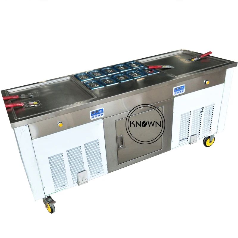 

Low price and high quality fast freezing ice cream cold plate roll maker machine with storage containers