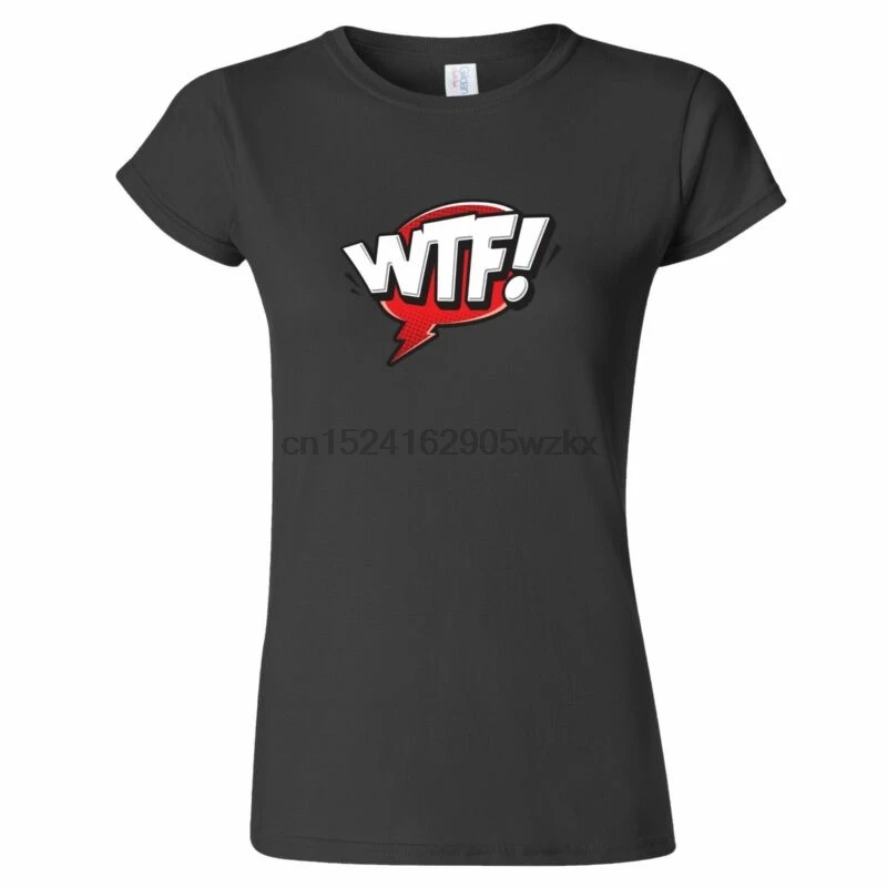 WTF комикс Логотип Женская футболка Мультфильм what the f # k поп-арт художественная