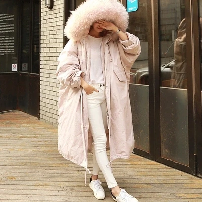 pink Новинка, женские зимние парки, длинная Повседневная теплая верхняя одежда, пальто, модное очень теплое Стеганое пальто, куртка с большим меховым воротником, L40 - Цвет: pink