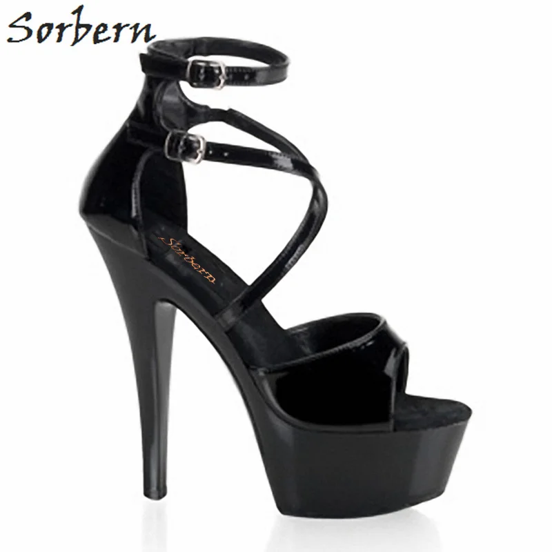 Sorbern Custom Color Sandals Womens Platform Whit Spike Heel Shoes Strap Up Heels For Women Sandalias Summer Sexy Party Wear | Обувь
