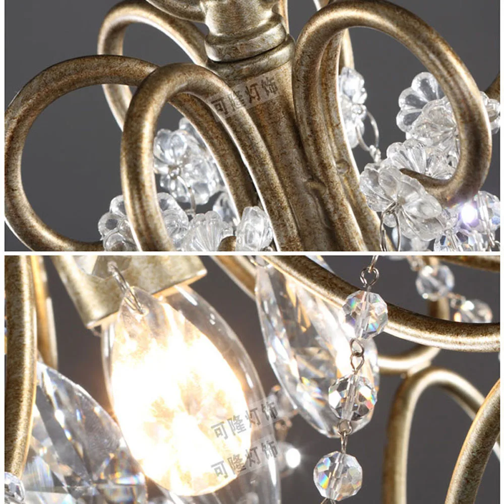 American Loft Crystal Corridor Pendant Light France Copper Color Living Room Bedroom Dining Study Bar Lamps | Лампы и освещение