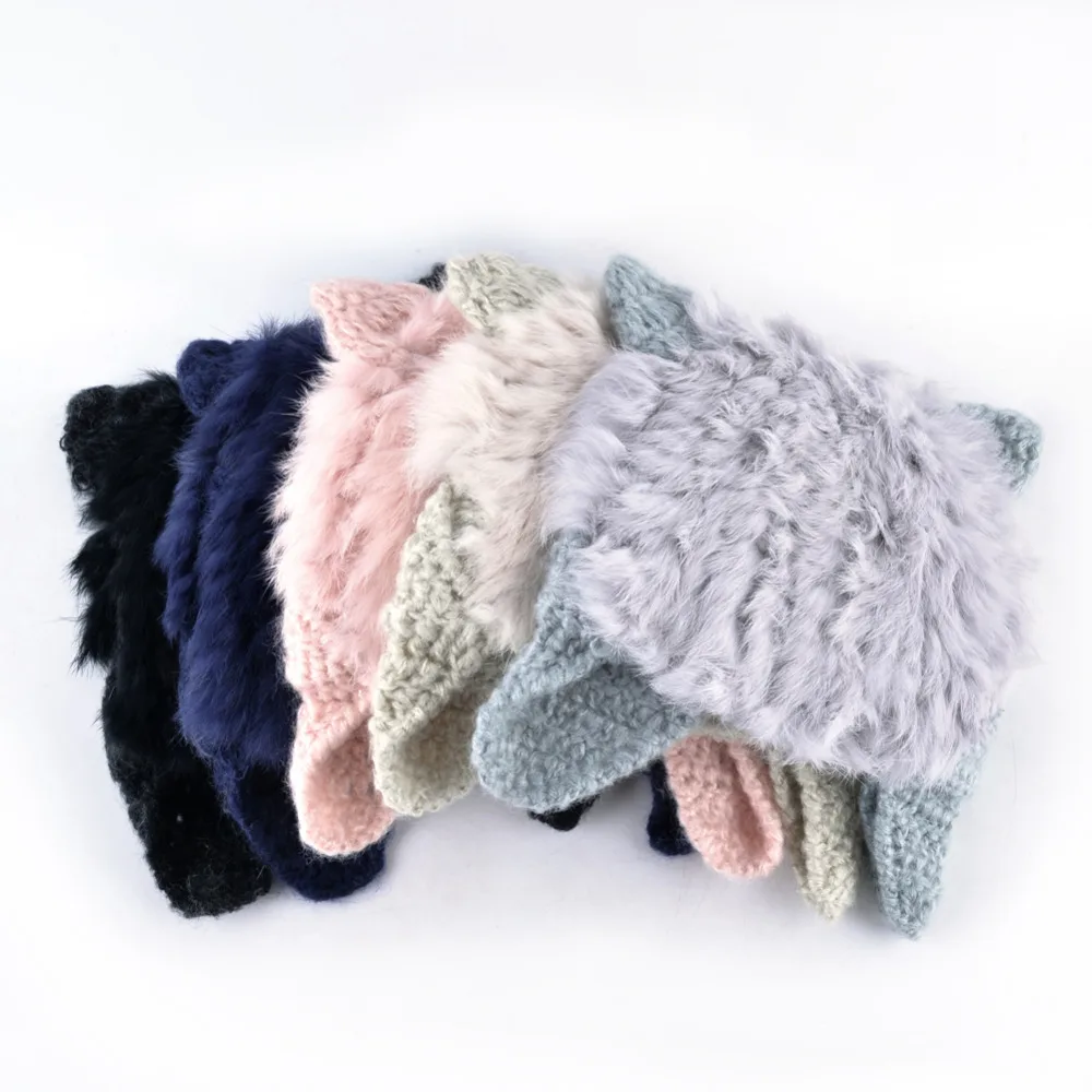 TQMSMY зимние женские головные уборы вязаные шерстяные шапки из кроличьего меха для