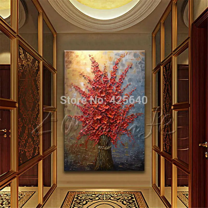 Ручная роспись палитра нож красочные цветы Картина маслом Куадрос настенное