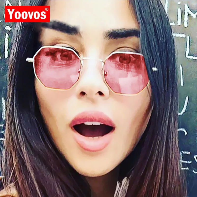 Yoovos 2021 Модные женские шестигранные солнцезащитные очки брендовые дизайнерские