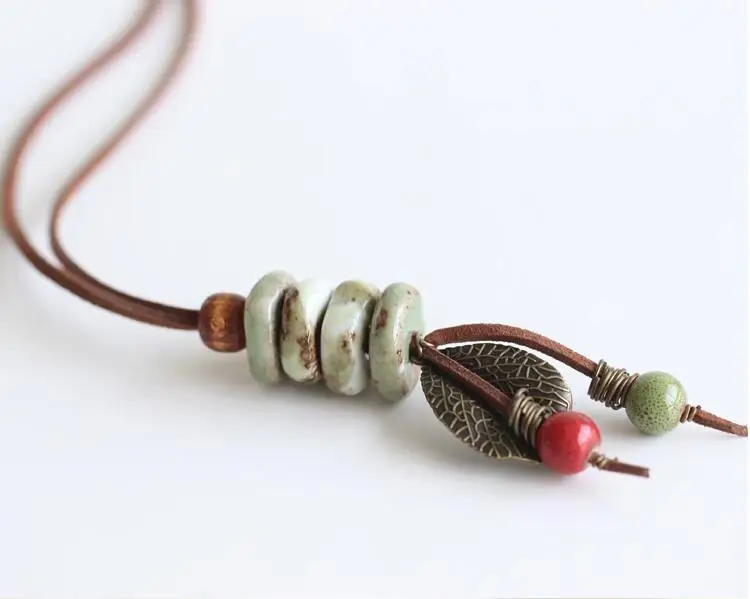 Brokenstone Этническая творчески керамическая женщины ожерелье старинных|necklace