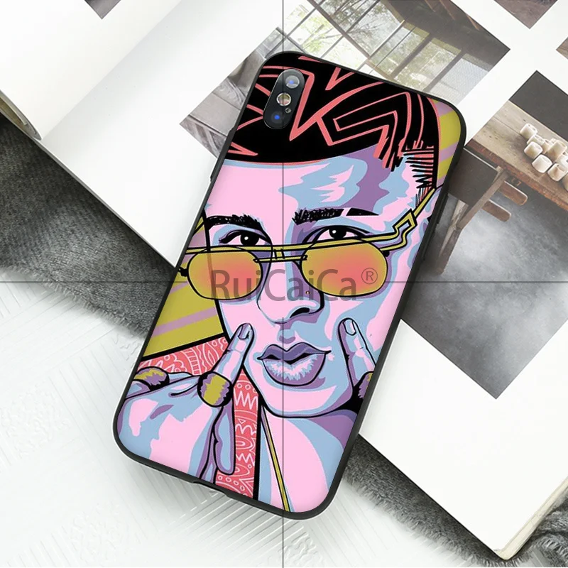 Ruicaica Bad Bunny Рэппер черный мягкий чехол для телефона Apple iPhone 8 7 6 6S Plus X XS MAX 5 5S SE XR