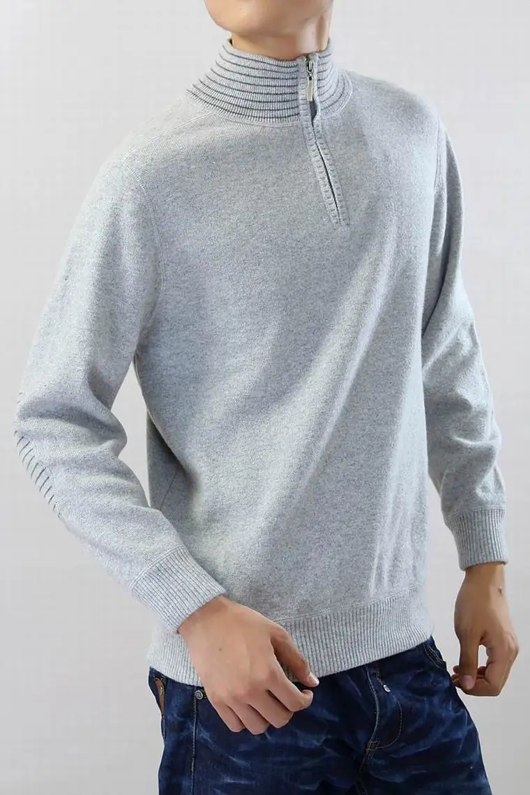 Cashmere Sweater Men's Pullover Thick Gray Green Hand-made Patchwork Natural Fabric High Quality Stock Clearance Free Shipping enlarge
